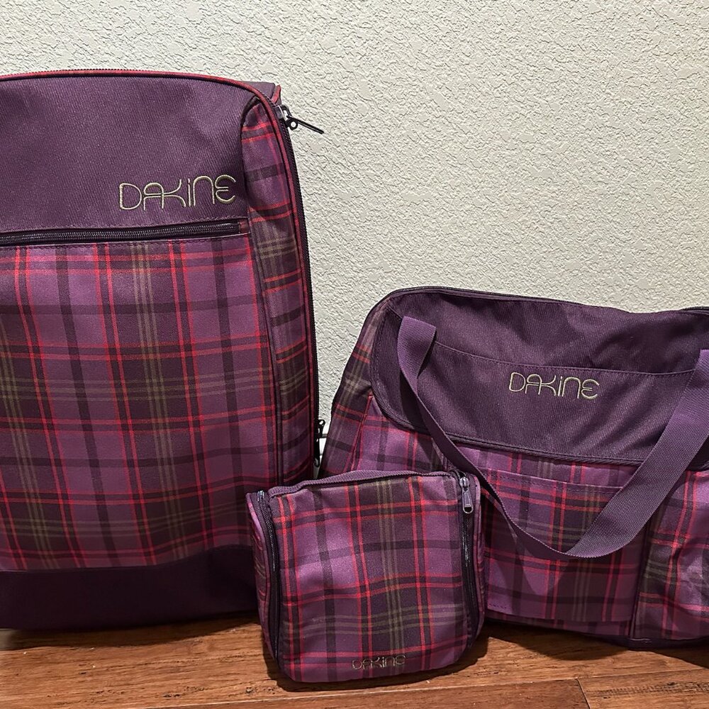 Dakine Purple Plaid Travel Bag Set